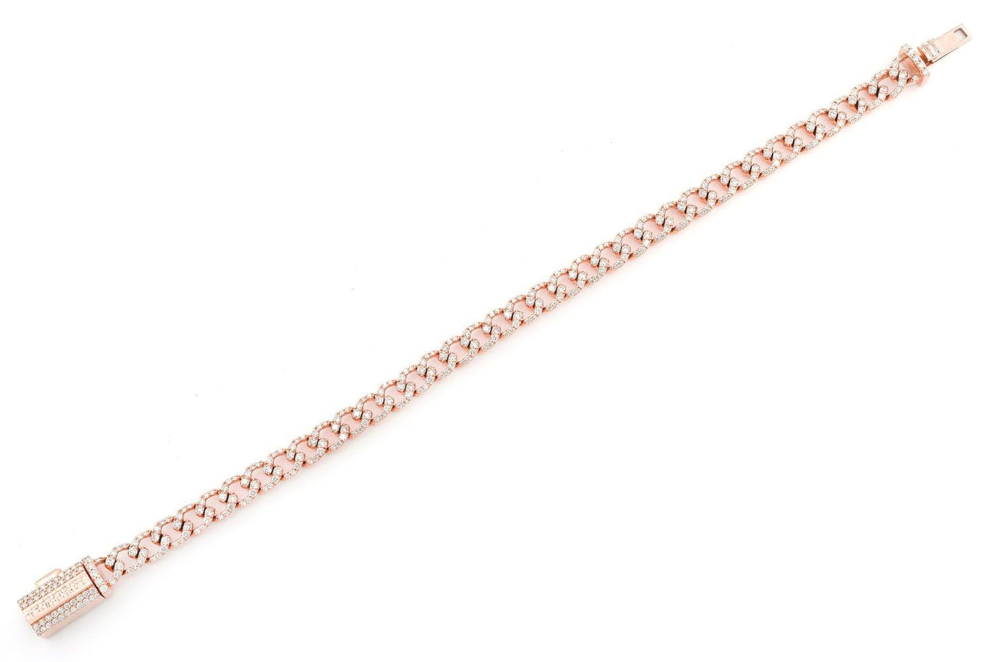 6MM DIAMOND CURB LINK BRACELET 14K SOLID GOLD 4CTW
