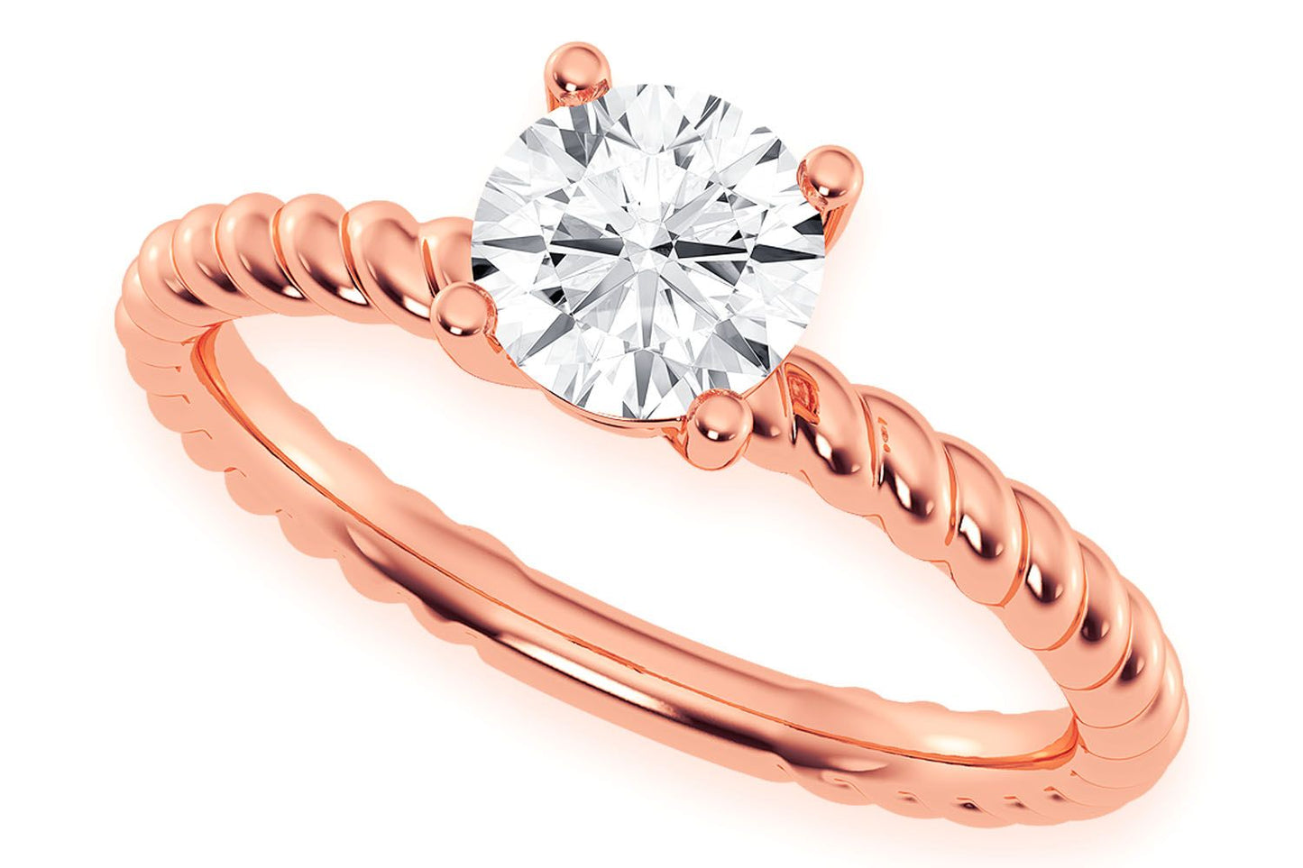 0.75CT ROUND SOLITAIRE - TWIST BAND - DIAMOND ENGAGEMENT RING