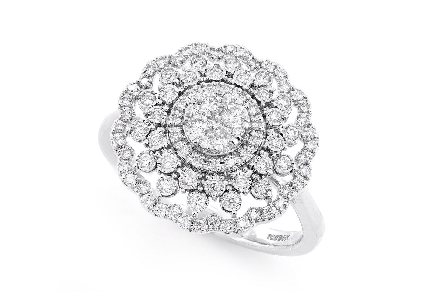 FLORAL STATEMENT DIAMOND RING 14K SOLID GOLD 0.50CTW