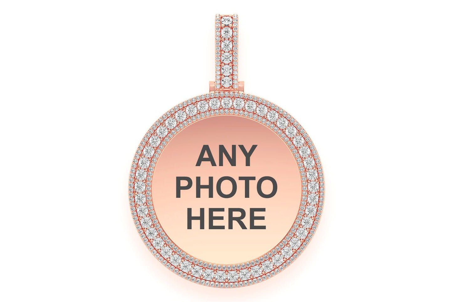 3 ROW MIRACLE SET PICTURE PENDANT 14K SOLID GOLD 2.10CTW