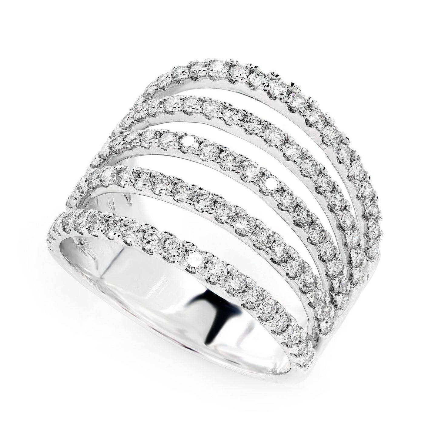 FIVE ROW OPEN BAND DIAMOND RING 14K SOLID GOLD 1.40CTW