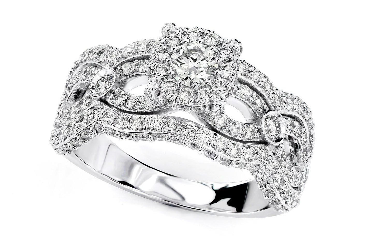 CLUSTER BEZEL 4 ROW DIAMOND ENGAGEMENT RING - 1.75CTW