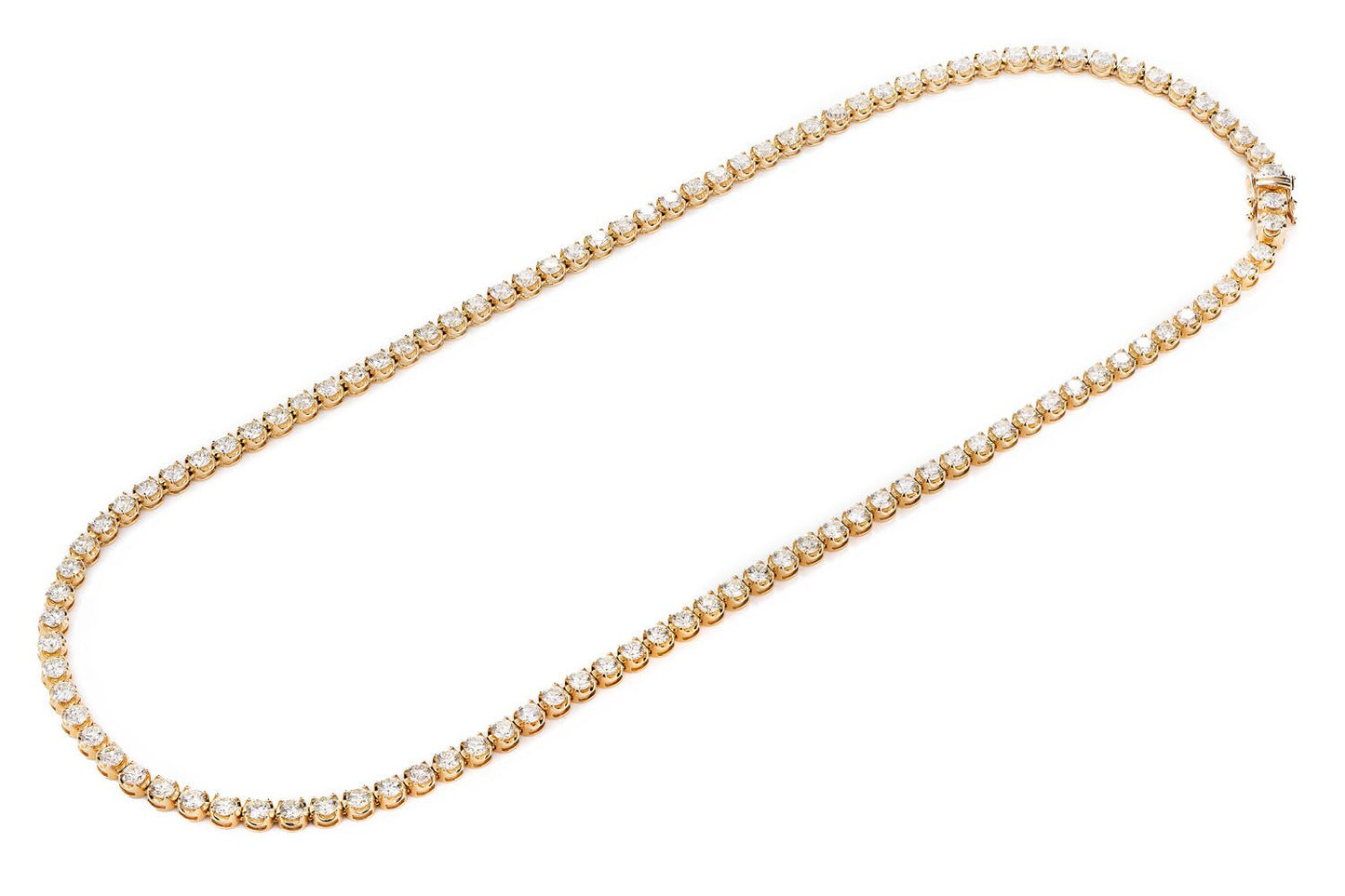 16PT CROWN SET DIAMOND TENNIS NECKLACE 14K SOLID GOLD 17.00CTW