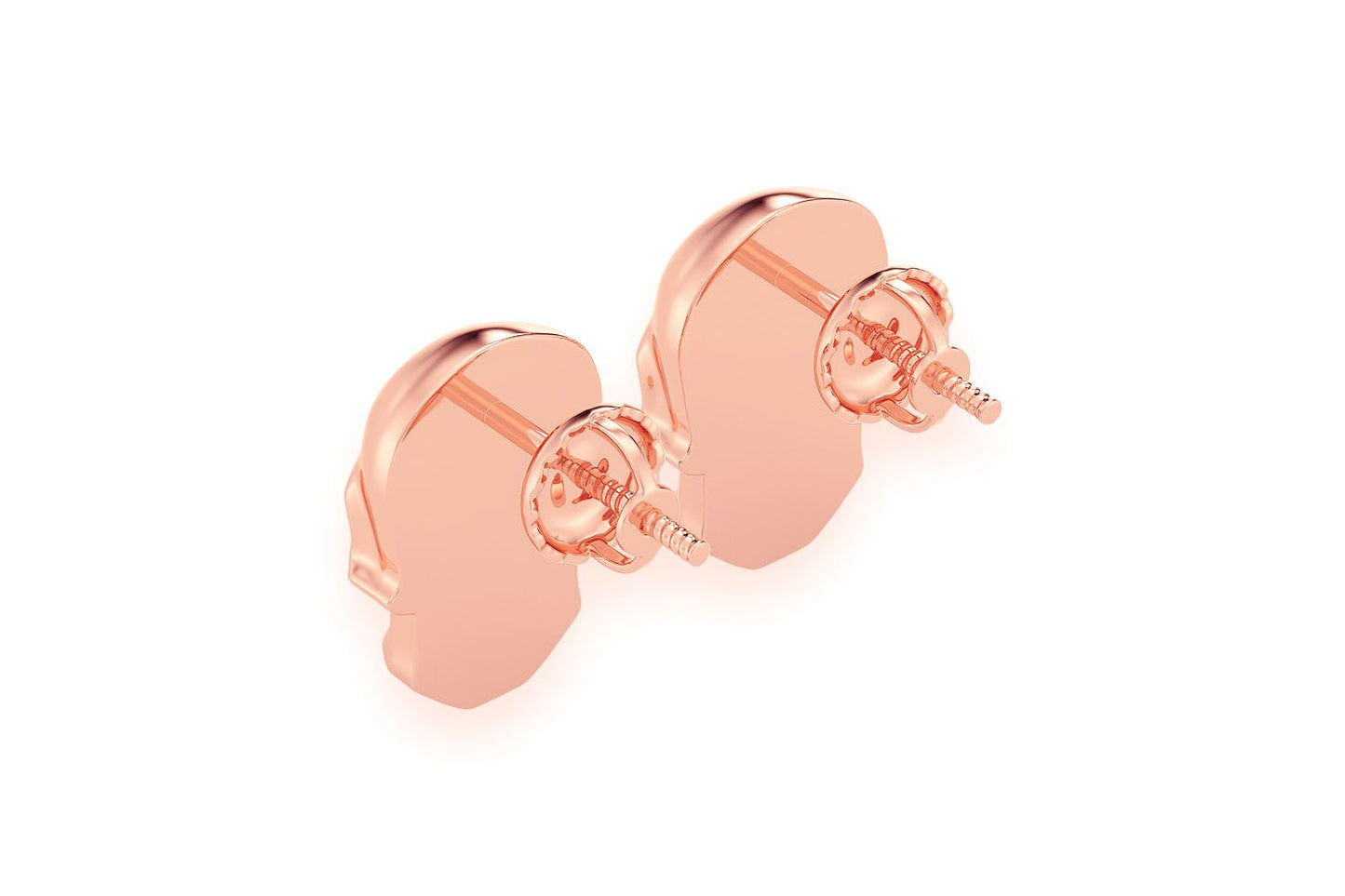 SKULL DIAMOND STUD EARRINGS 14K SOLID GOLD 0.10CTW