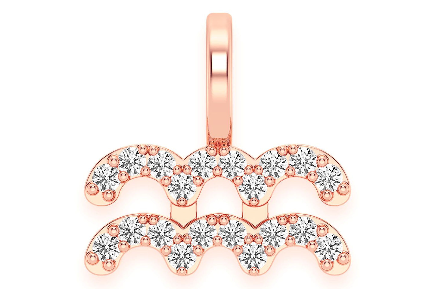 AQUARIUS ZODIAC DIAMOND PENDANT 14K SOLID GOLD 0.10CTW