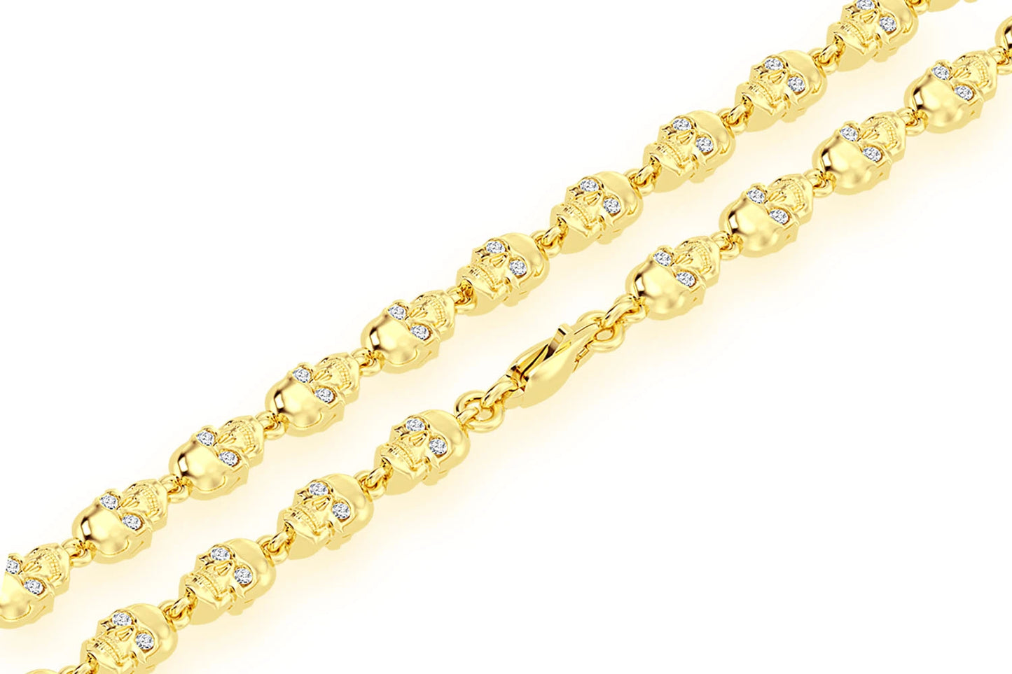 COLIER CU LEGĂTURĂ DE CRANIU CU OCHI ALB-NEGRU 14K 4.00CTW
