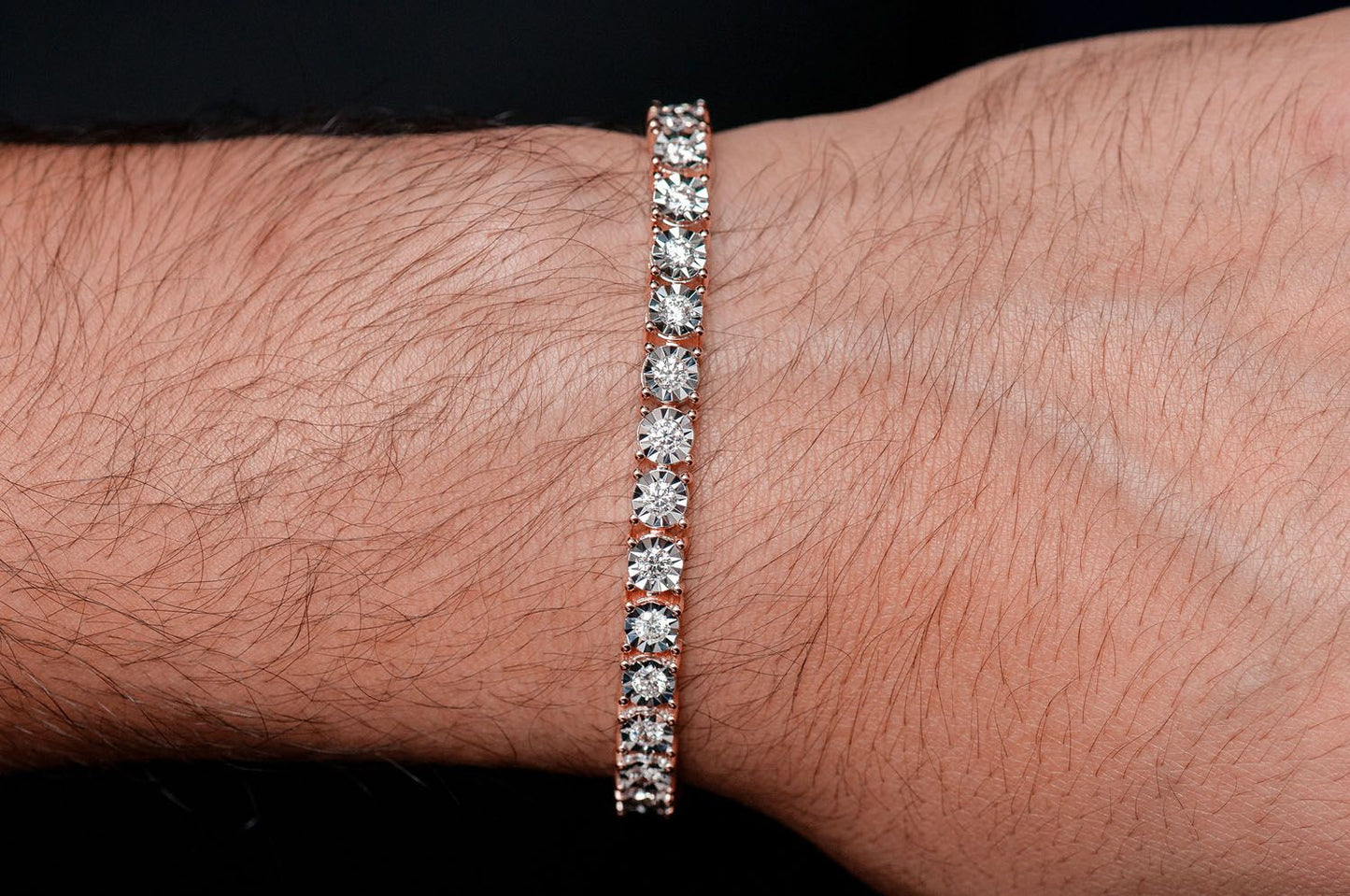 12PT MIRACLE SET DIAMOND TENNIS BRACELET 14K SOLID GOLD 4.15CTW