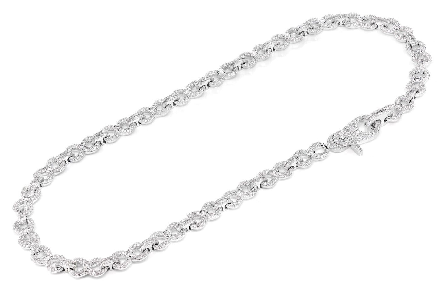 BEZEL INFINITY DIAMOND LINK NECKLACE 14K SOLID GOLD 20.60CTW