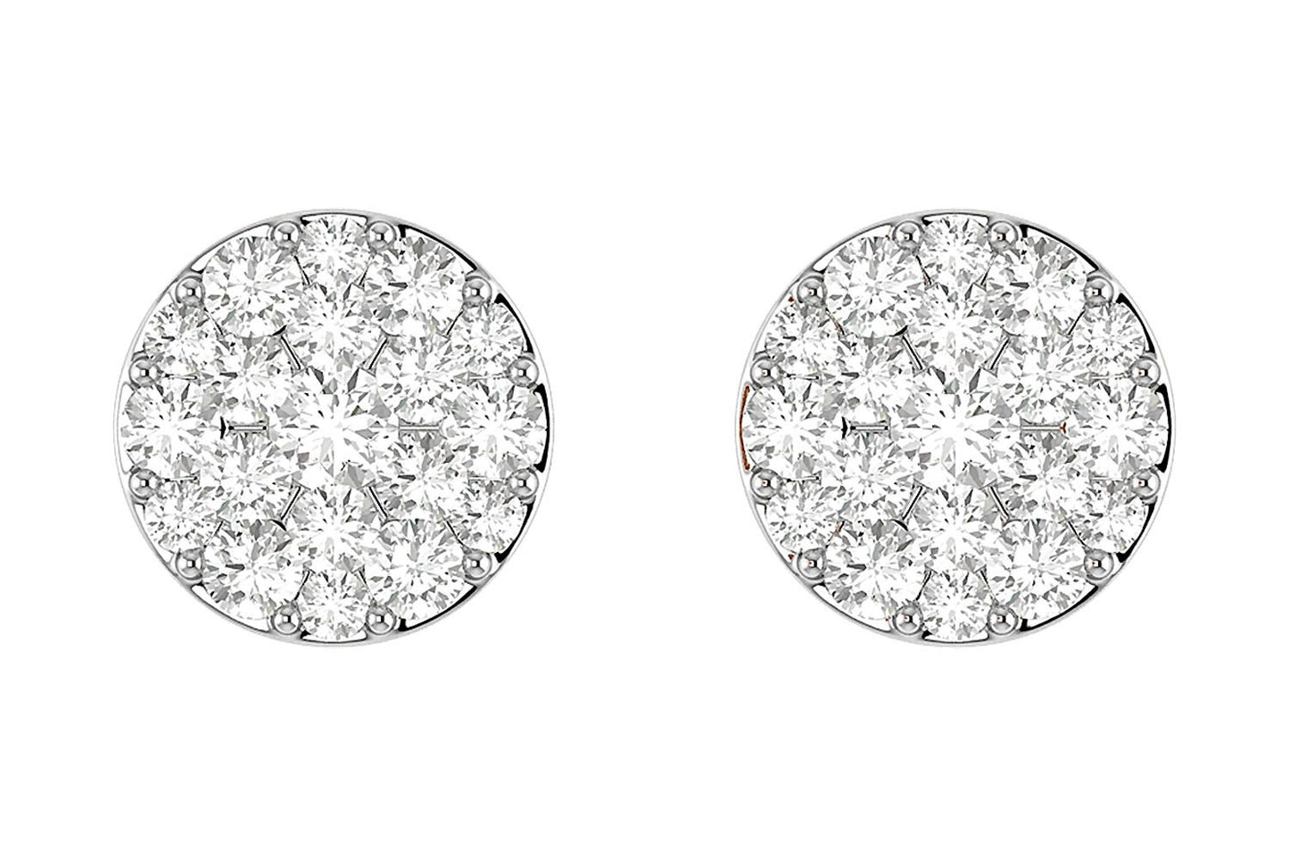DIAMOND DISC CLUSTER STUD EARRINGS 14K SOLID GOLD 0.40CTW