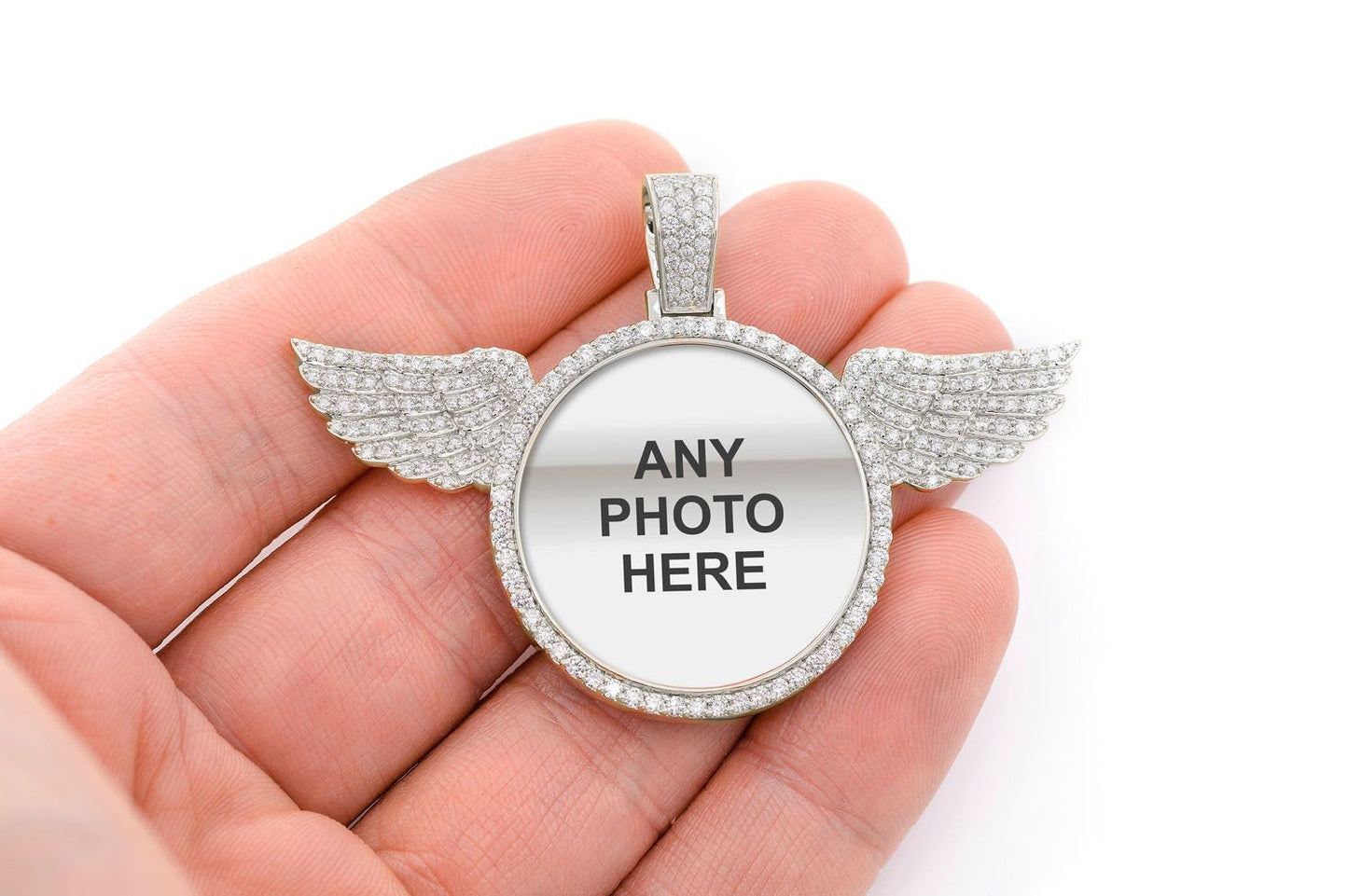 WINGED PICTURE DIAMOND PENDANT 14K SOLID GOLD 3.00CTW
