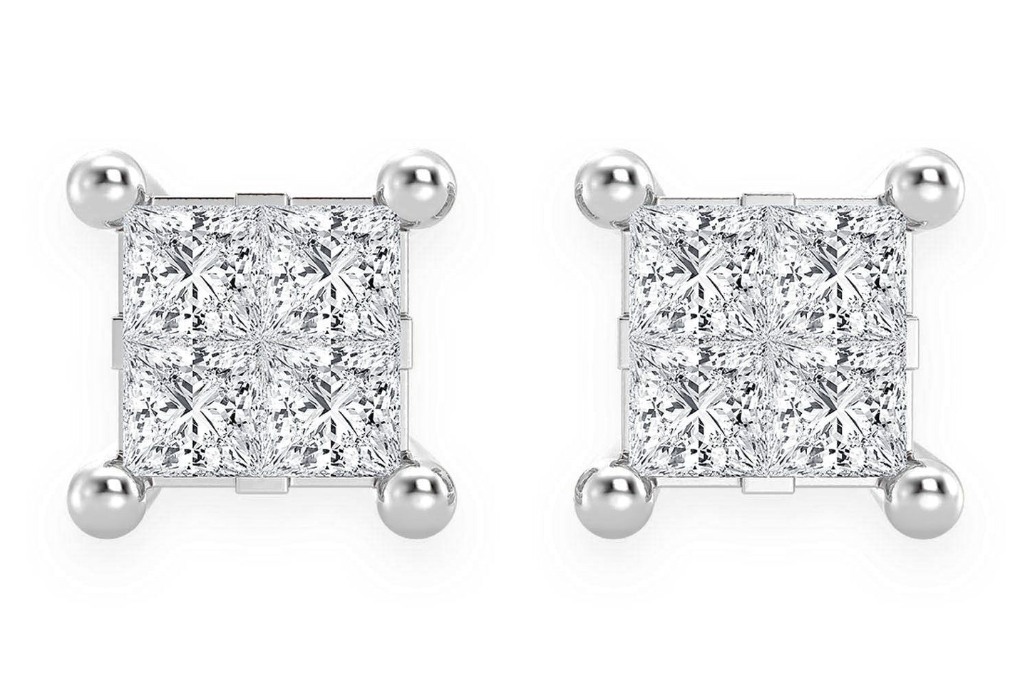 0.25CTW QUAD STUD DIAMOND EARRINGS 14K SOLID GOLD