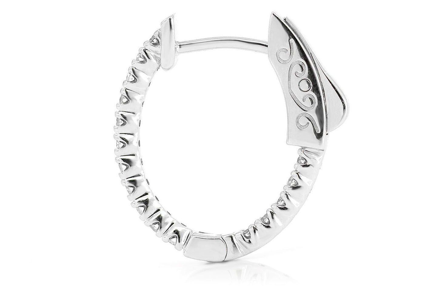 CERCEI OVALI CU DIAMANTE, ÎNCHISIE PE DOS, AUR MASIV DE 14K, 0.50CT