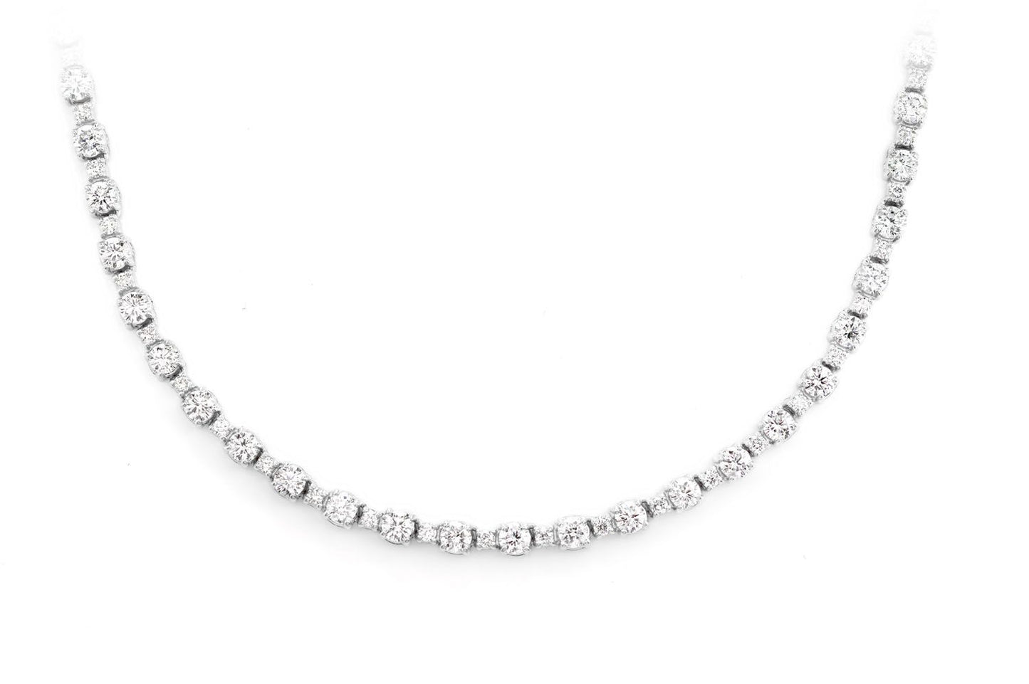 COLIER TENIS CU DIAMANTE ROTUNDE MIC ȘI MARE, AUR MASIV, 7.60 CT