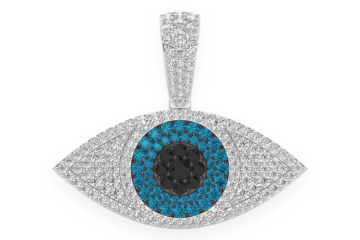 EVIL EYE DIAMOND PENDANT 14K SOLID GOLD 2.75CTW