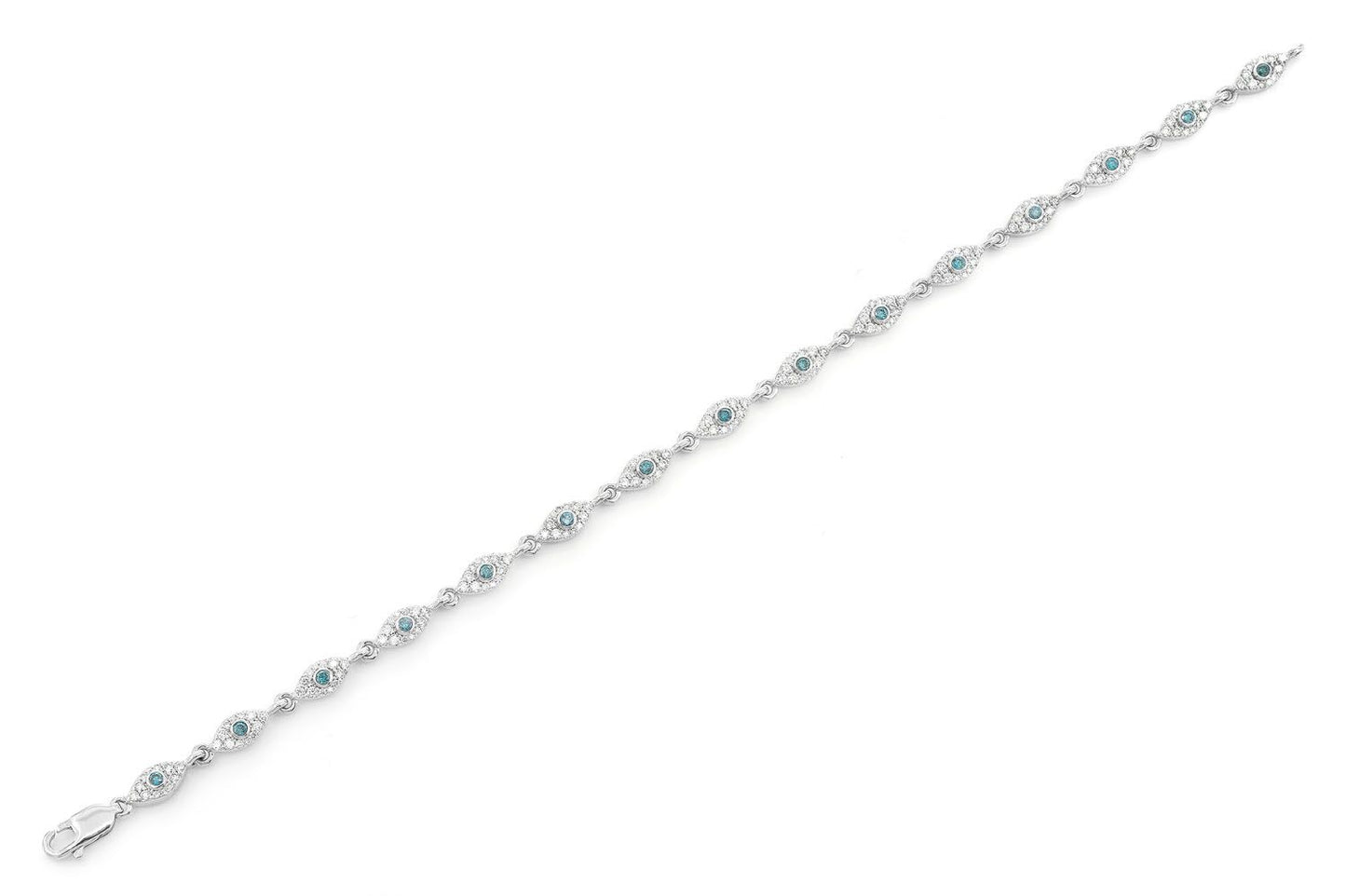 EVIL EYE BLUE DIAMOND BRACELET 14K SOLID GOLD 1.50CTW