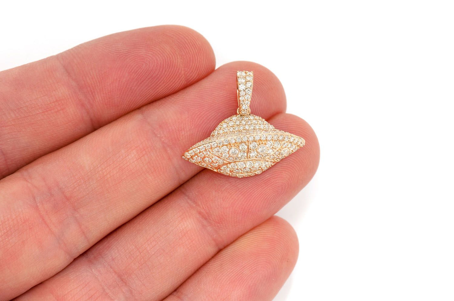 UFO SPACESHIP DIAMOND PENDANT 14K SOLID GOLD 1.25CTW