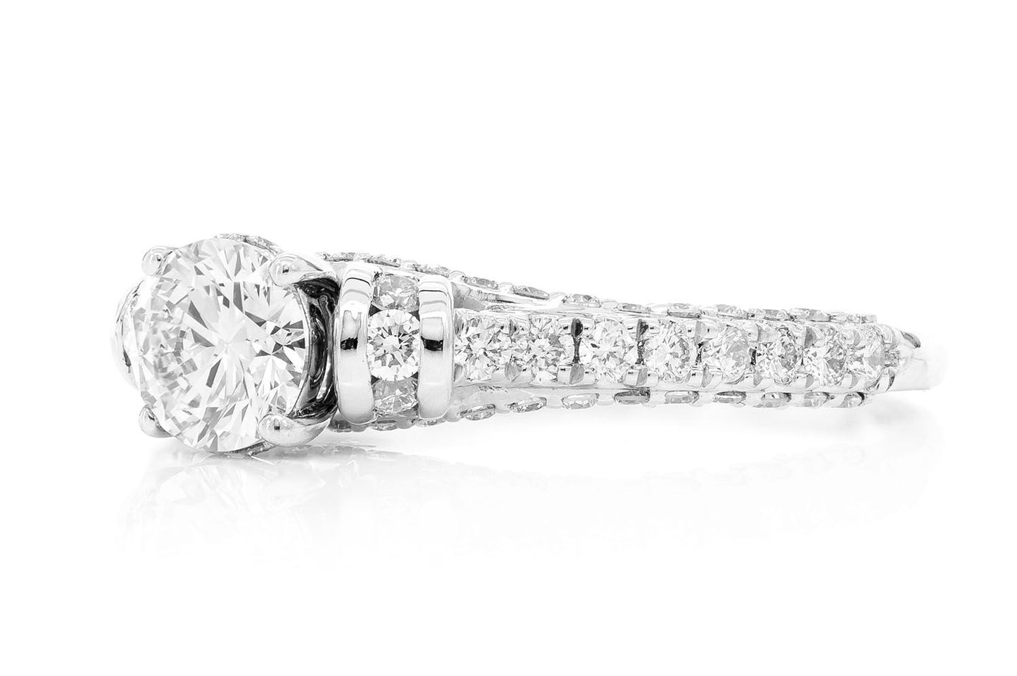 0.50CT ROUND CATHEDRAL DIAMOND ENGAGEMENT RING - 14K SOLID GOLD
