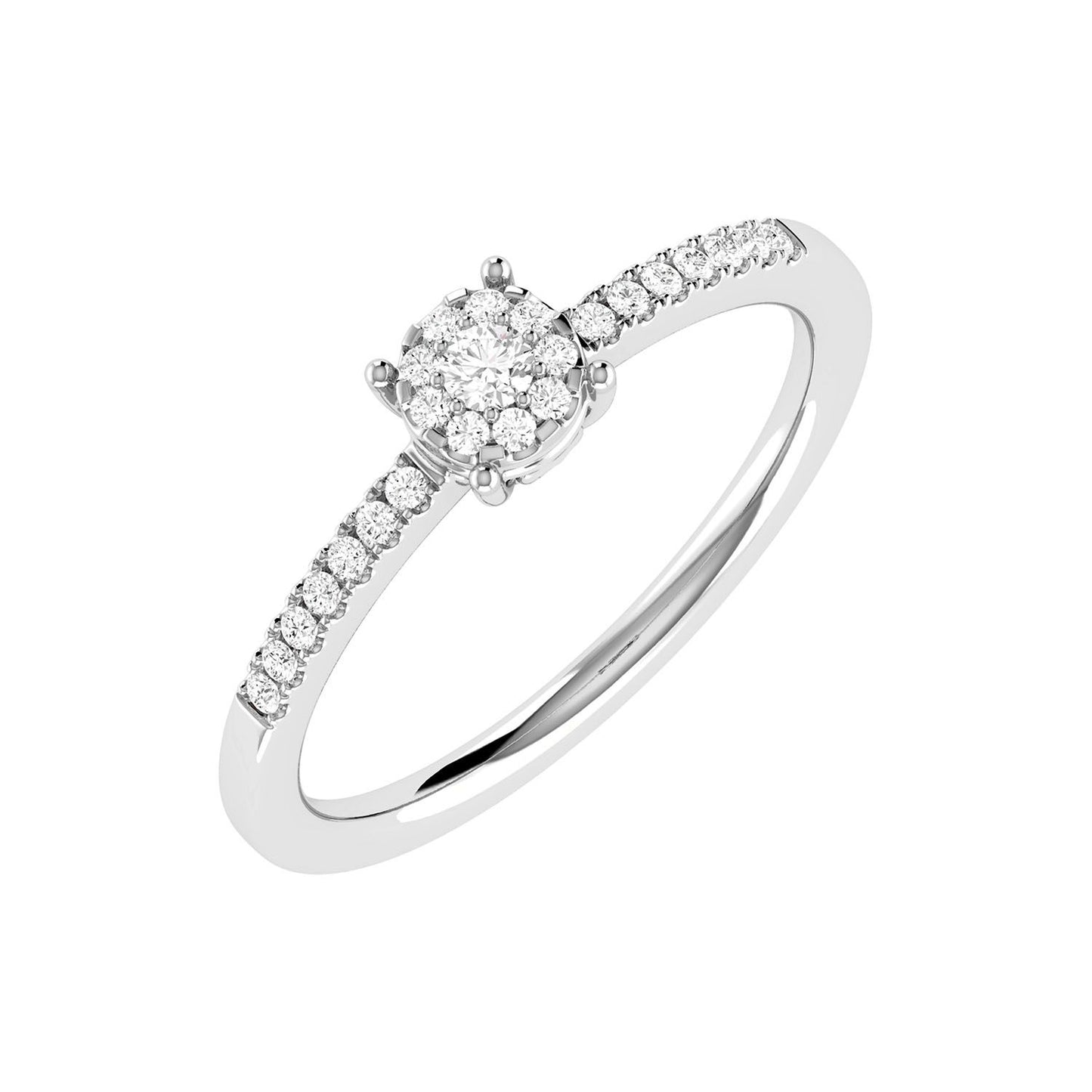HALO SINGLE ROW DIAMOND ENGAGEMENT RING 0.12CTW - 14K SOLID GOLD