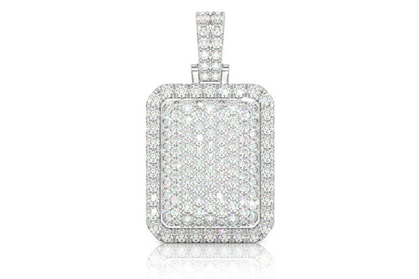 PILLOW DOUBLE LAYER DIAMOND PENDANT 14K SOLID GOLD 6.75CTW