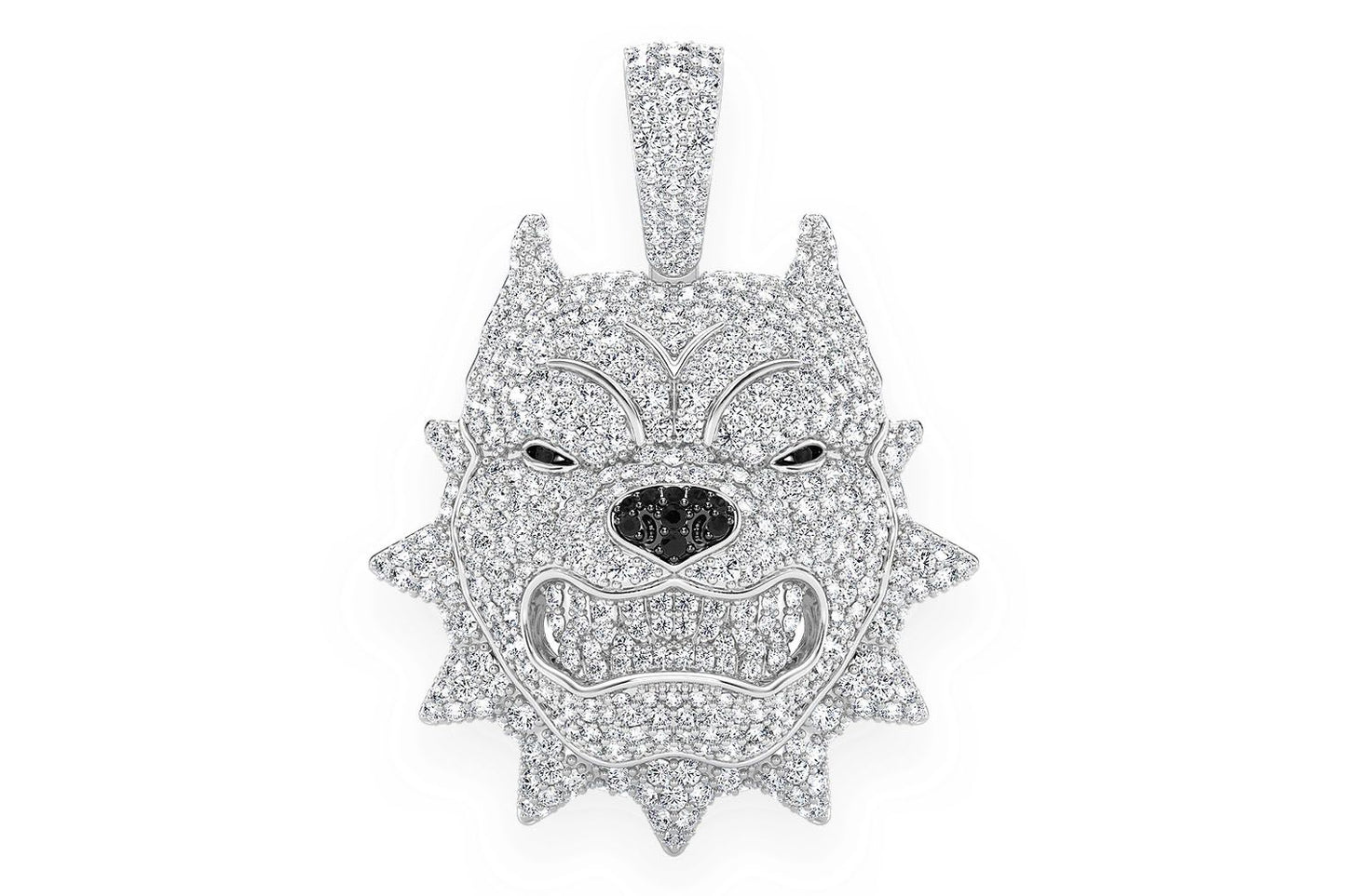 PITBULL SPIKE COLLAR DIAMOND PENDANT 14K SOLID GOLD 3.00CTW