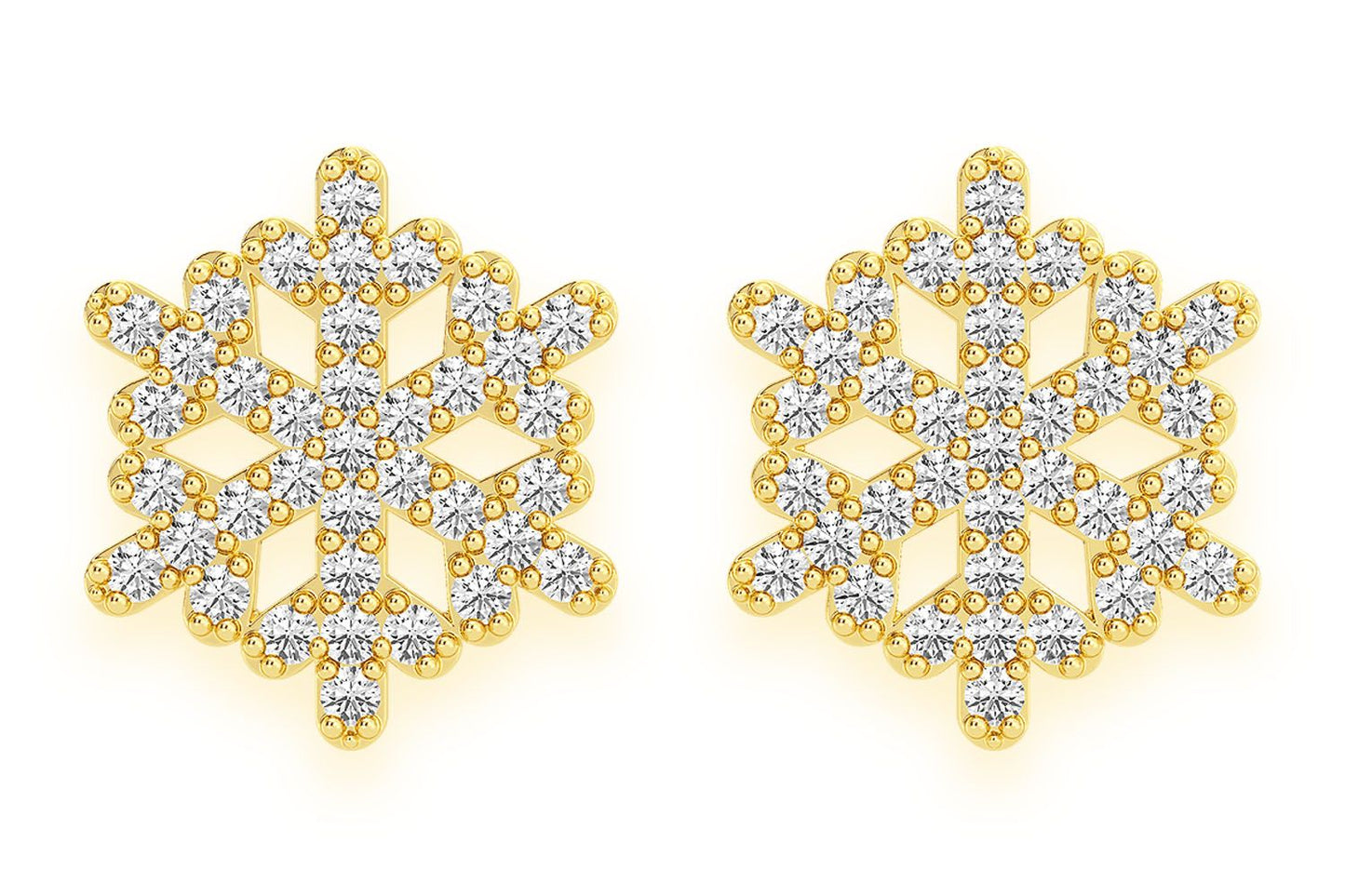 CERCEI CU ȘTIRI FULG DE ZĂPADĂ, AUR MASIV DE 14K, 0.20CT