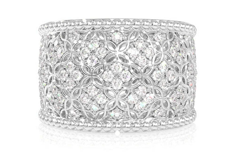 MILGRAIN WIDE DIAMOND RING 14K SOLID GOLD 0.90CTW