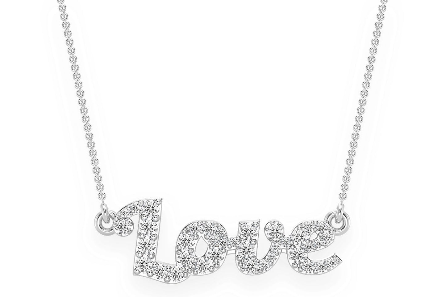 COLIER SCRIPT LOVE CU PANDANT ȘI DIAMANTE DIN AUR MASIV DE 14K