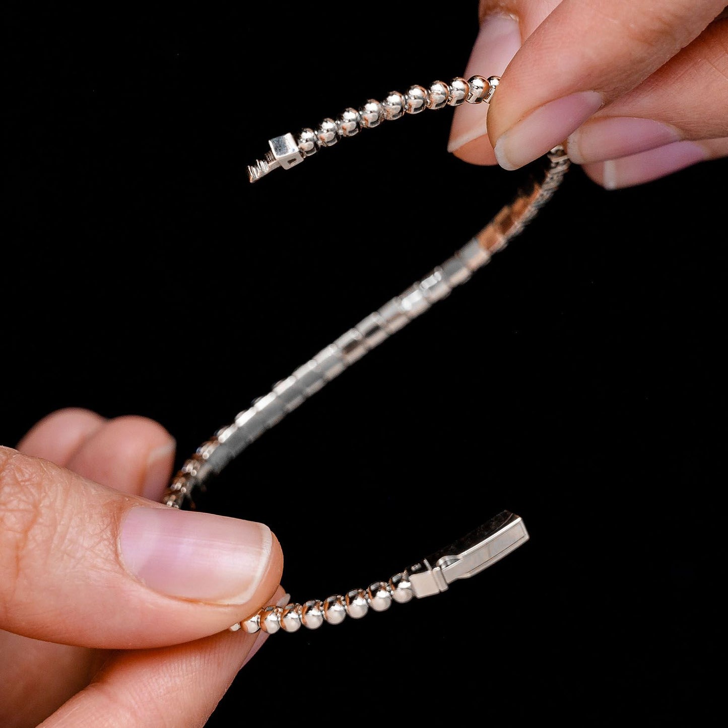 7PT PRONG SET DIAMOND FLEX TENNIS BANGLE BRACELET 14K SOLID GOLD 2.00CTW