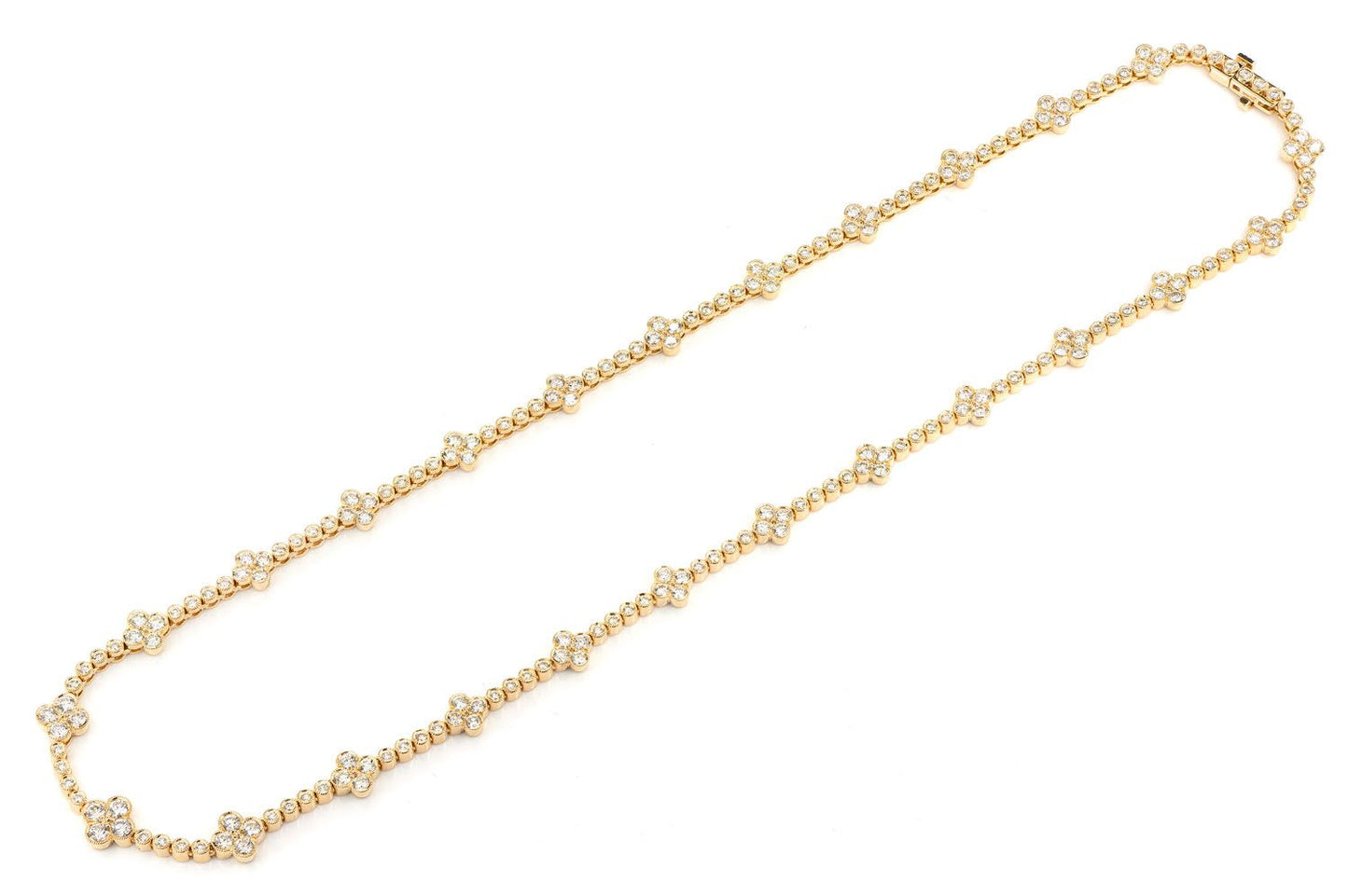 DIAMOND CLOVER STATION NECKLACE 14K SOLID GOLD 5.75CTW