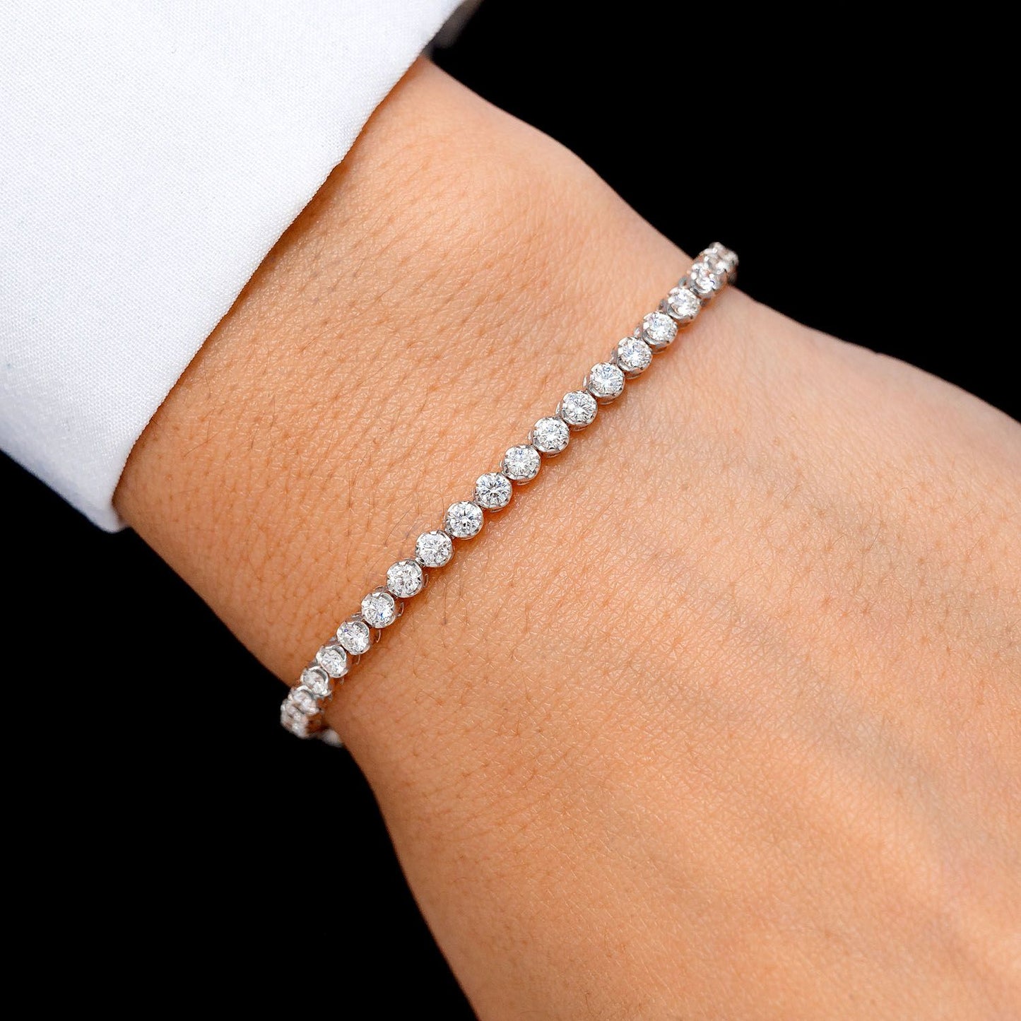 6PT CROWN SET DIAMOND TENNIS BRACELET 14K SOLID GOLD 3.00CTW