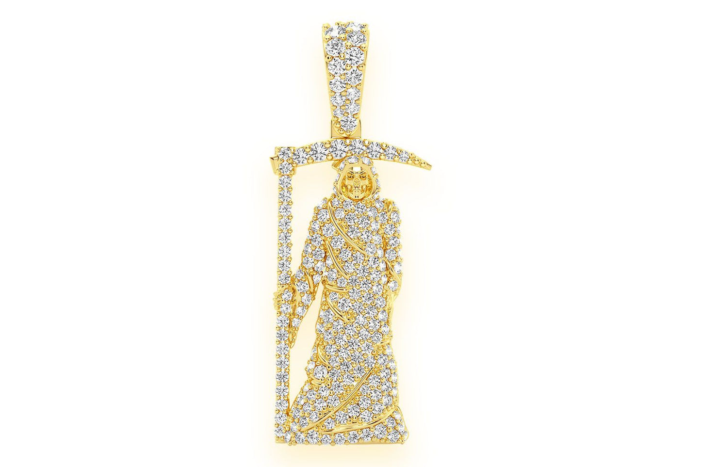 PANDANTIV CU DIAMANT GRIM REAPER, AUR MASIV DE 14K, 1.00CTW