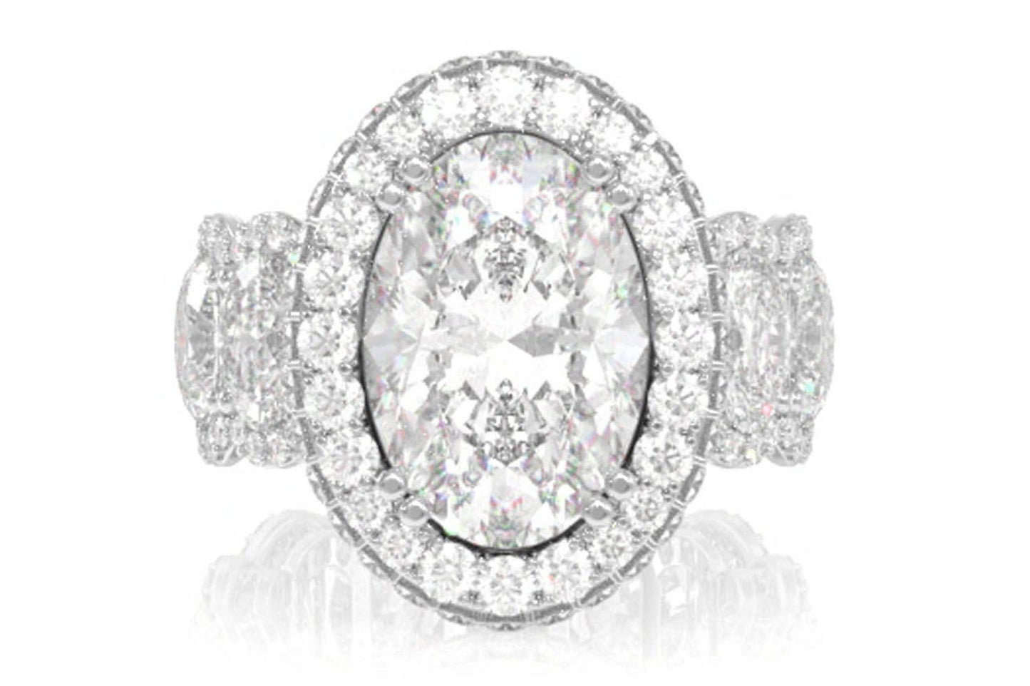 TRIPP - 4.00CT OVAL SOLITAIRE - THREE ROW - DIAMOND ENGAGEMENT RING