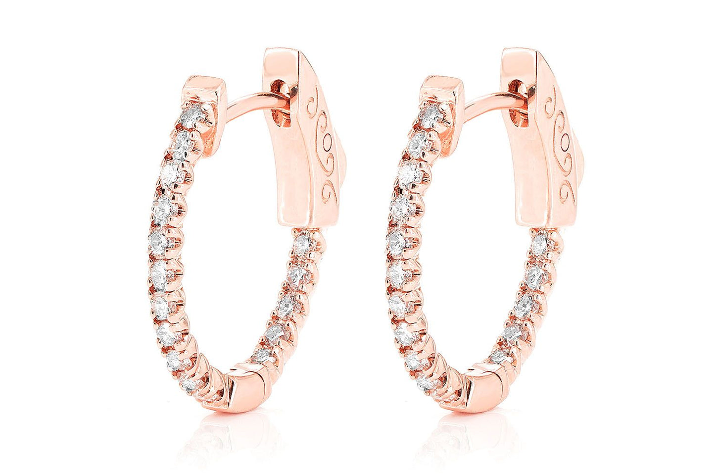 CERCEI OVALI CU DIAMANTE, ÎNCHISIE PE DOS, AUR MASIV DE 14K, 0.50CT