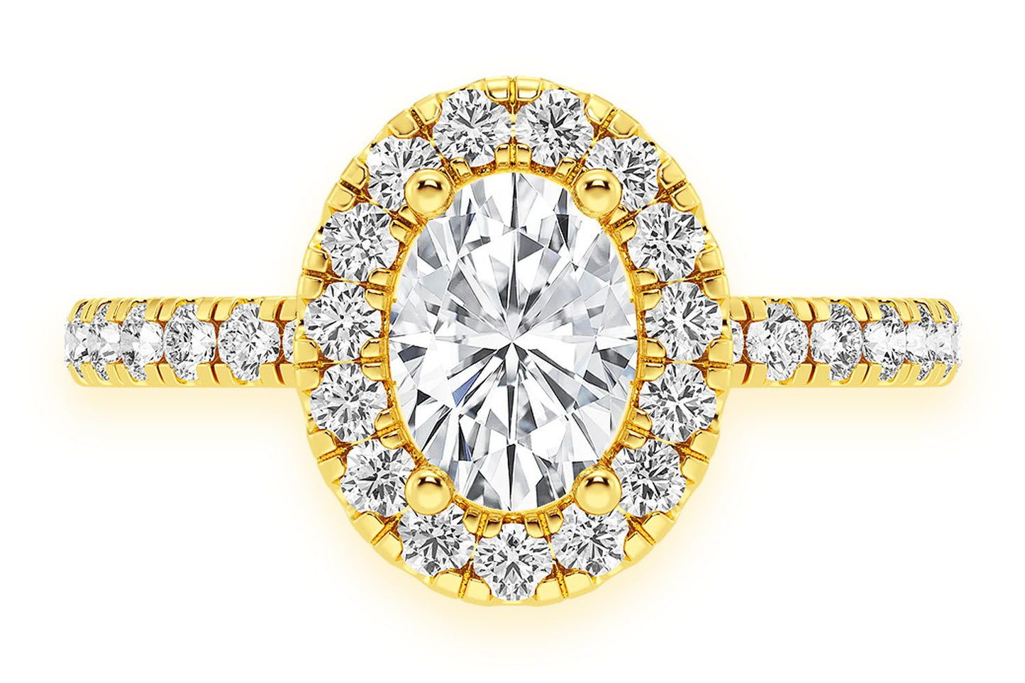 THAV - 0.75CT OVAL SOLITAIRE - SCALLOP HALO ONE ROW - DIAMOND ENGAGEMENT RING