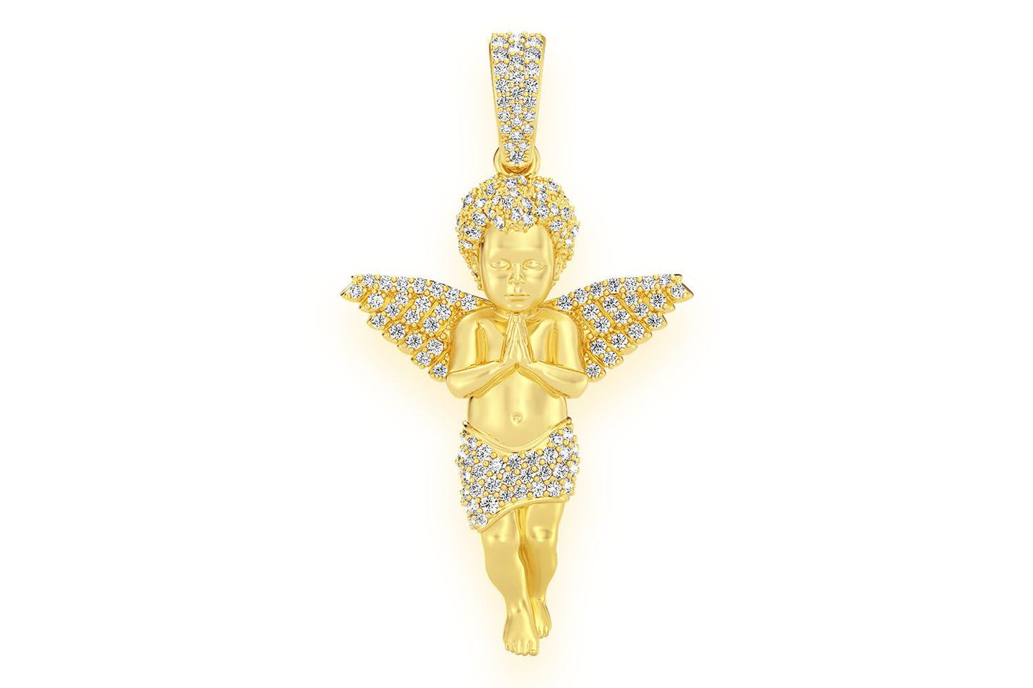 PRAYING ANGEL DIAMOND PENDANT 14K SOLID GOLD .50CTW