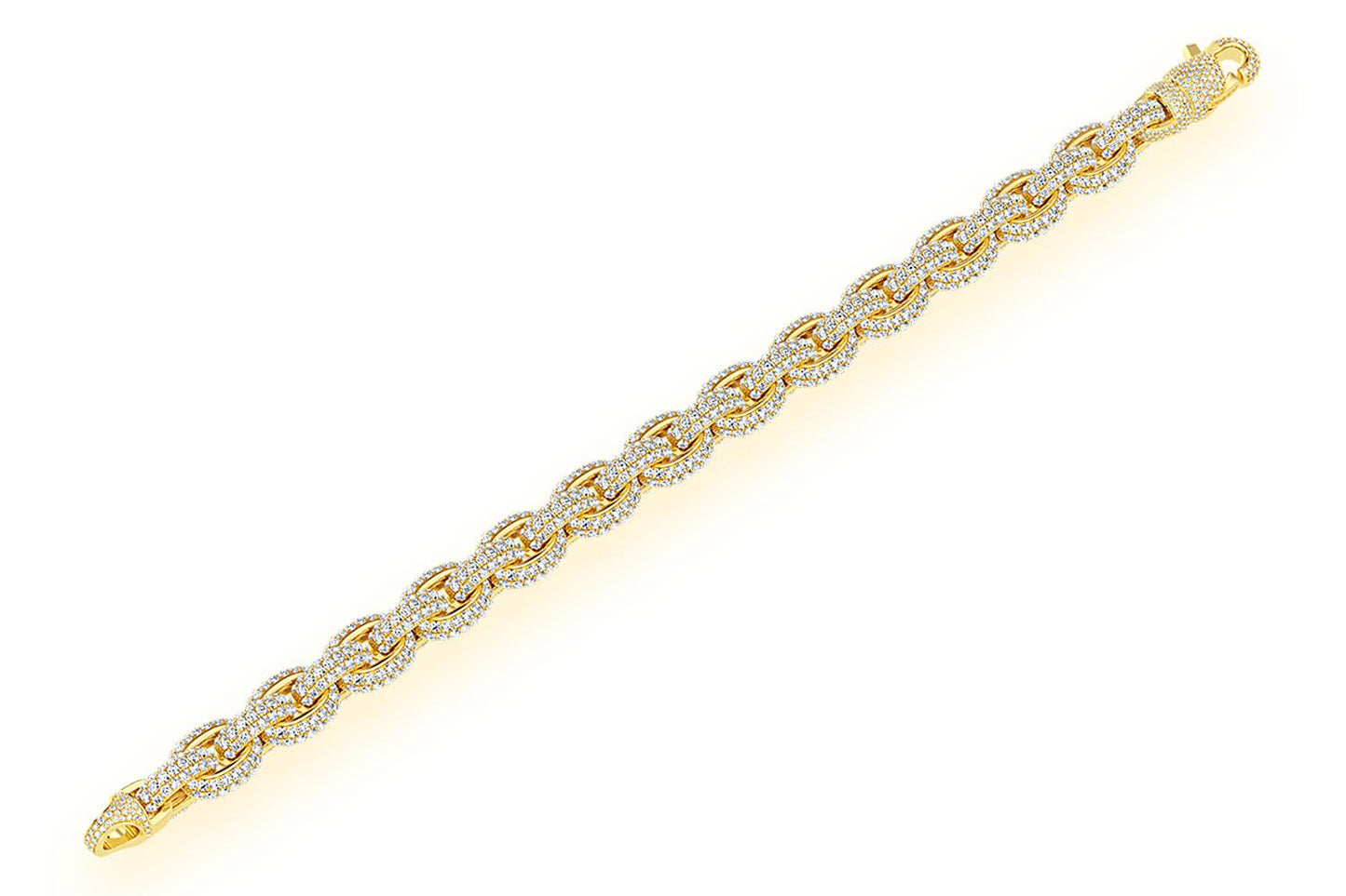 10MM ELONGATED ROLO DIAMOND BRACELET 14K SOLID GOLD 13.70CTW