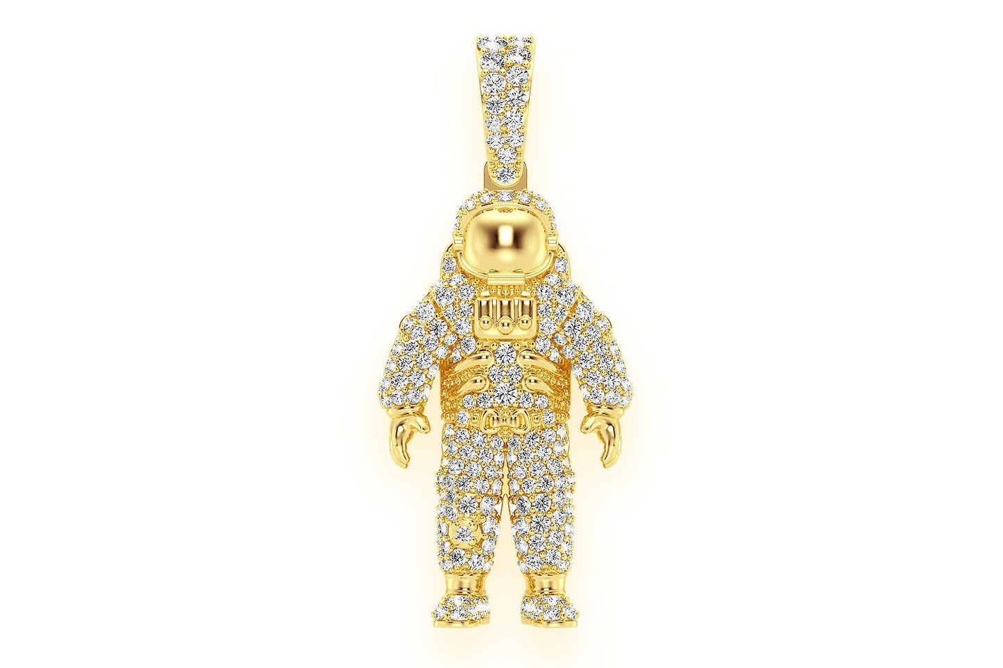 SPACE ASTRONAUT DIAMOND PENDANT 14K SOLID GOLD 1.00CTW