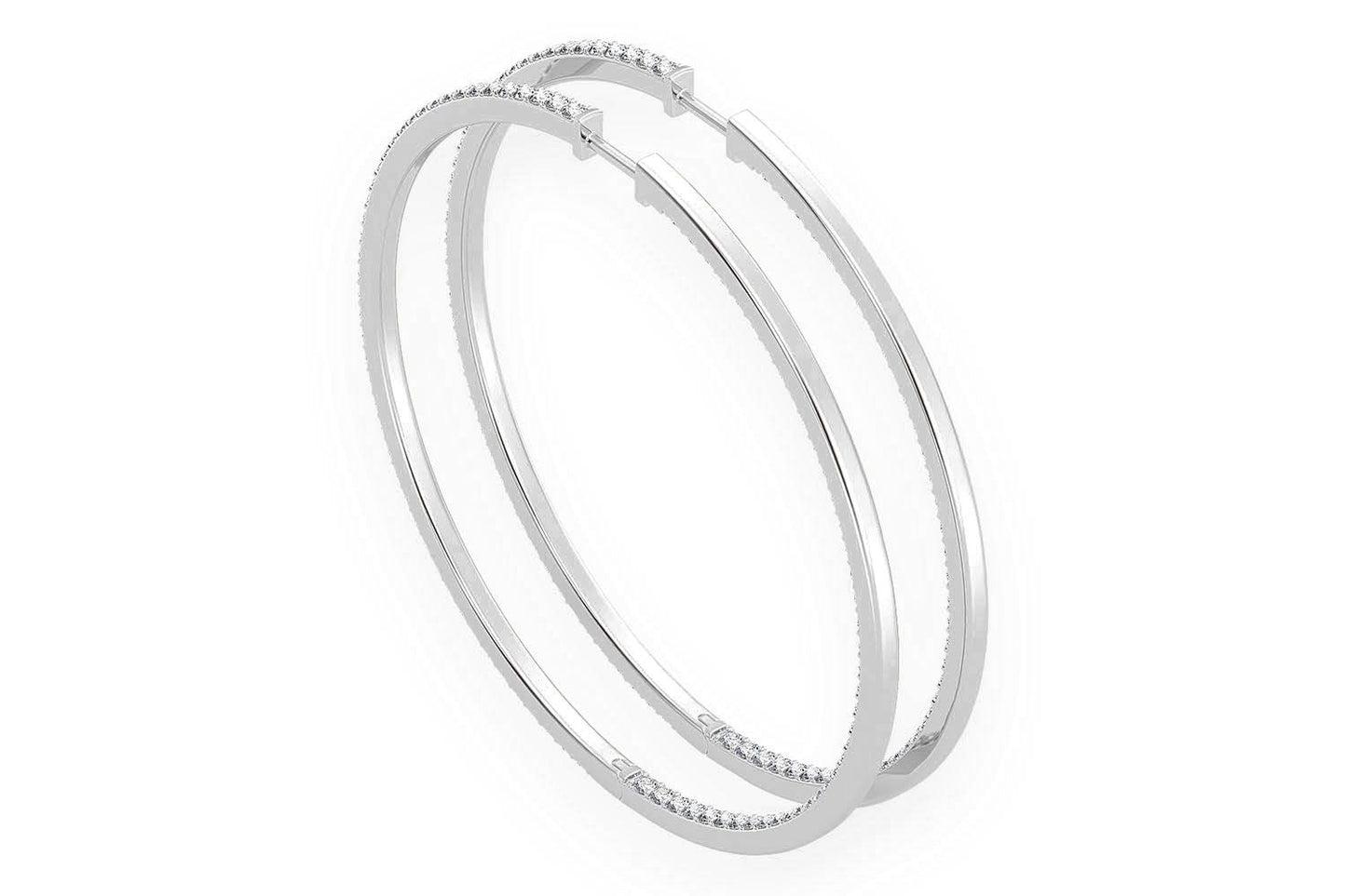 CERCEI MARI CU DIAMANTE, VERTICALE, AUR MASIV DE 14K, 5.00CT