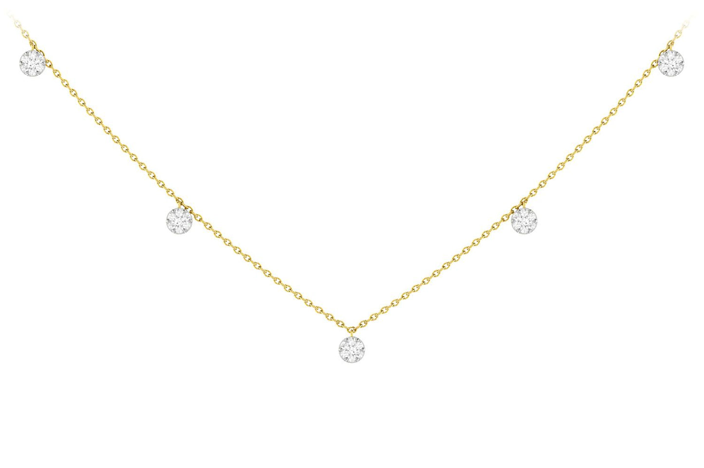 DIAMOND DISC STATION NECKLACE 14K SOLID GOLD 0.20CTW