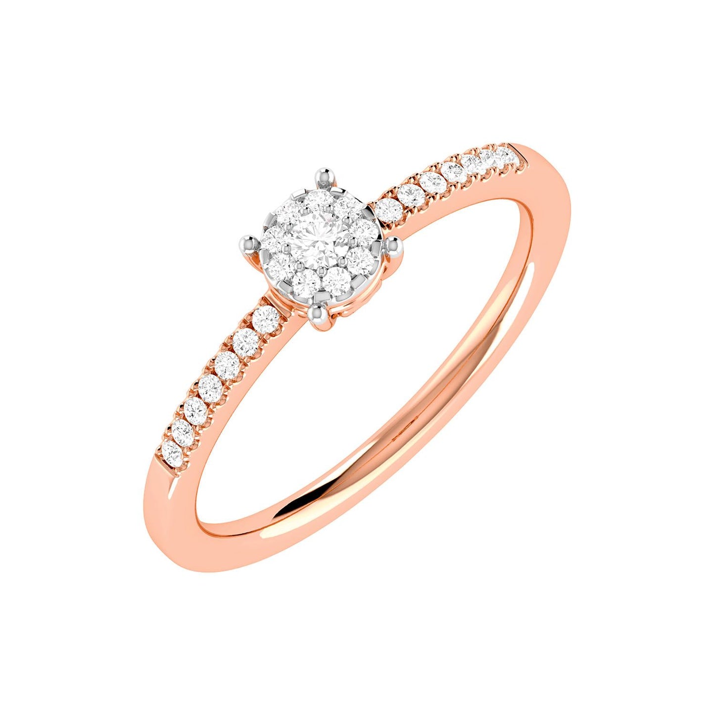 HALO SINGLE ROW DIAMOND ENGAGEMENT RING 0.12CTW - 14K SOLID GOLD