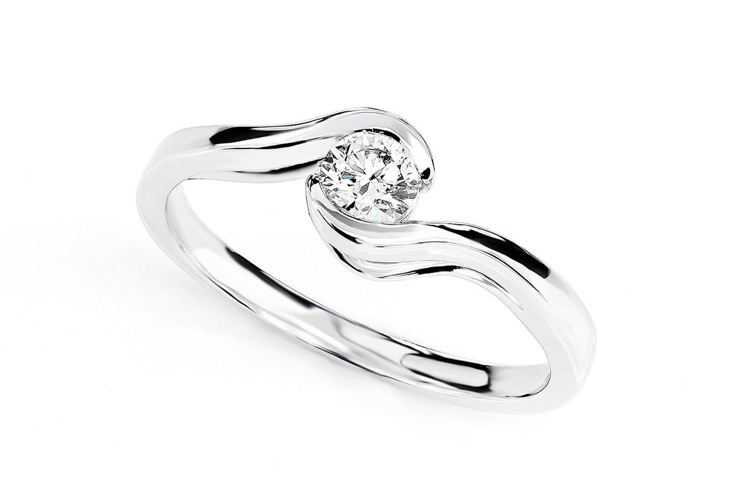 0.25CT SOLITAIRE ROUND DIAMOND BYPASS ENGAGEMENT RING 14K SOLID GOLD