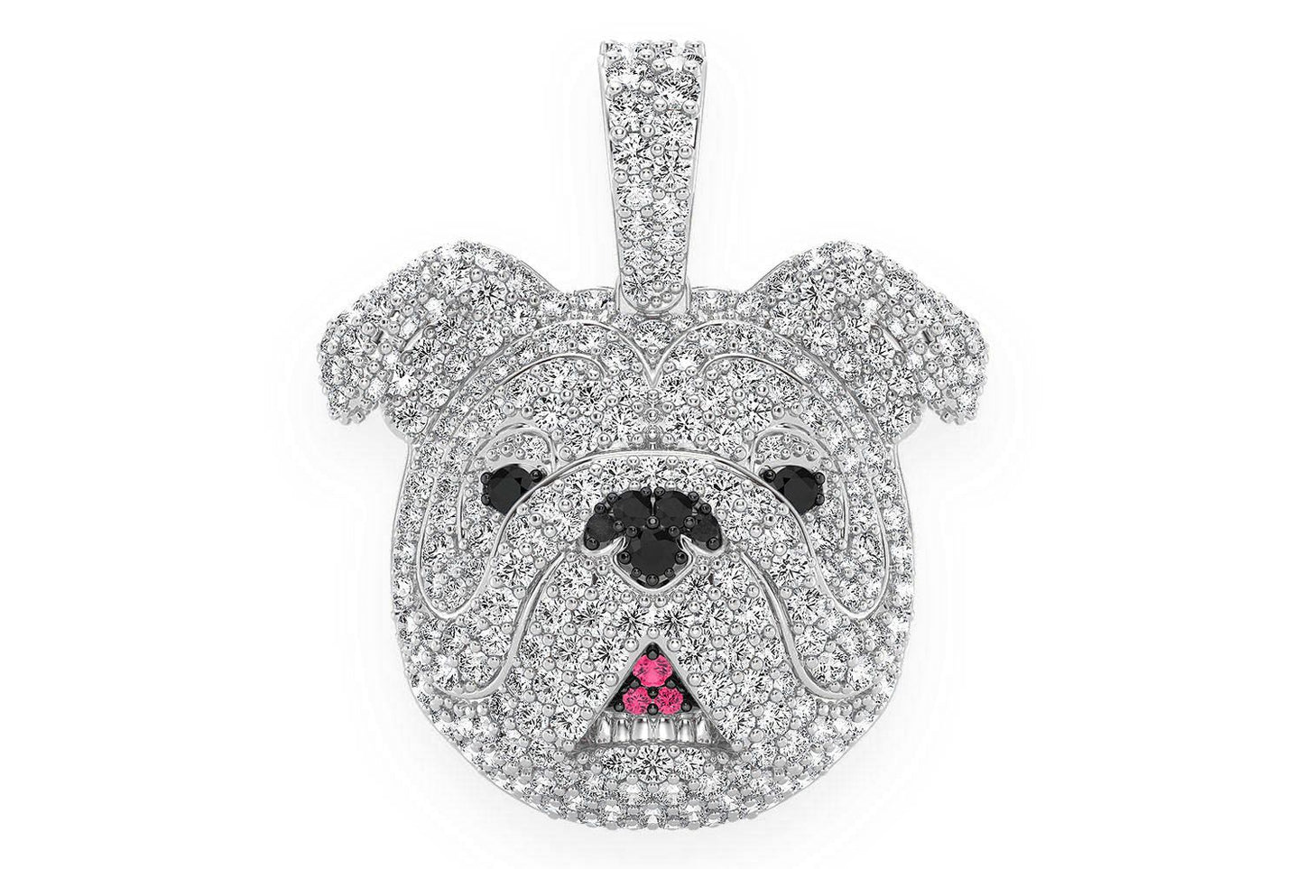 BULLDOG DIAMOND PENDANT 14K SOLID GOLD 1.55CTW
