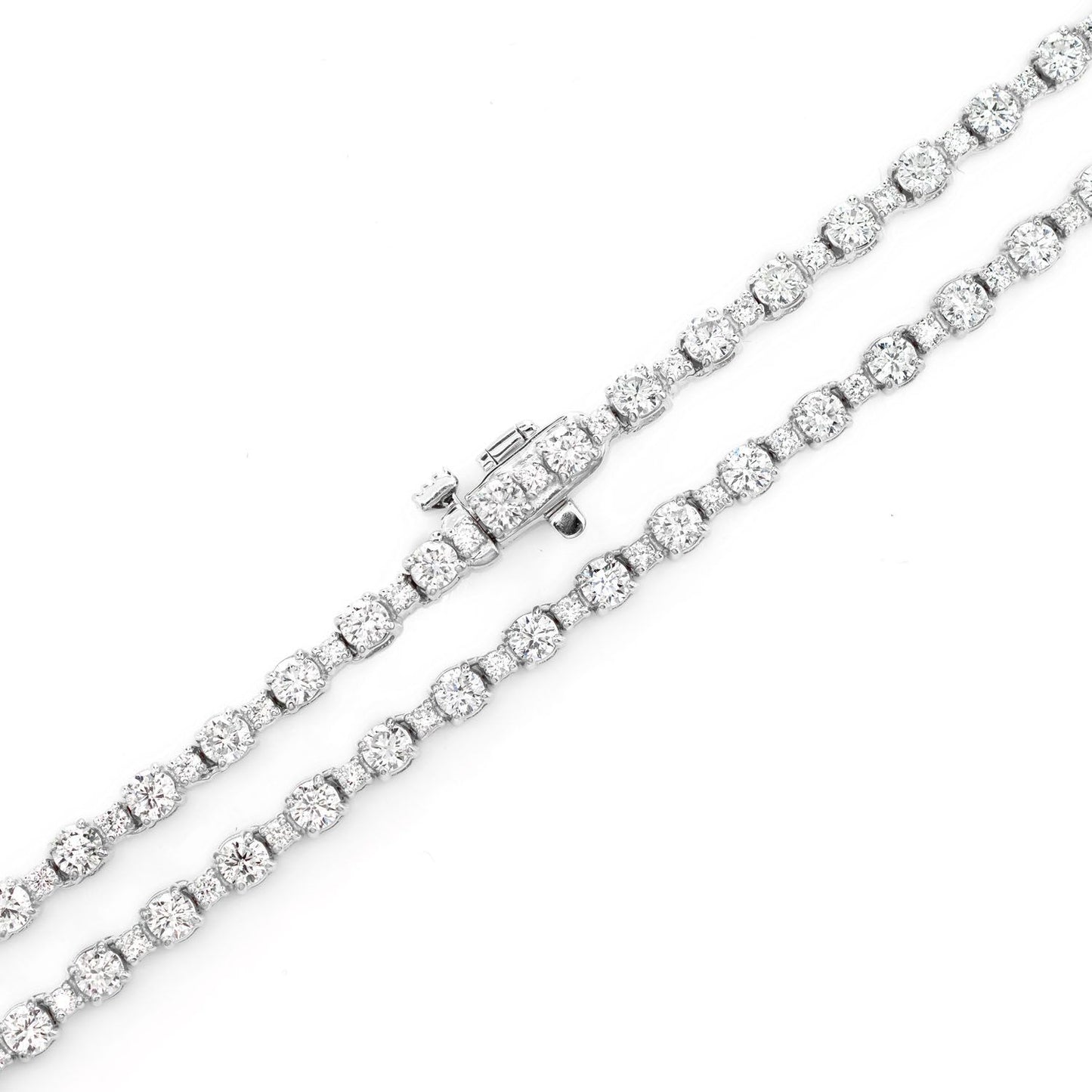 COLIER TENIS CU DIAMANTE ROTUNDE MIC ȘI MARE, AUR MASIV, 7.60 CT