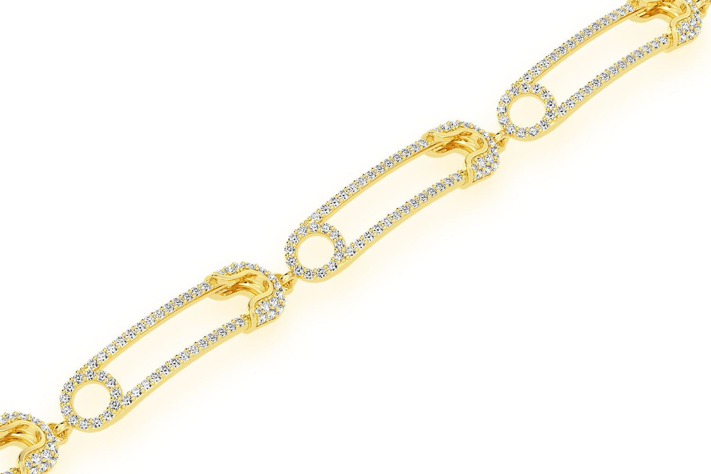 PAPERCLIP CONTOUR DIAMOND BRACELET 14K SOLID GOLD 2.75CTW