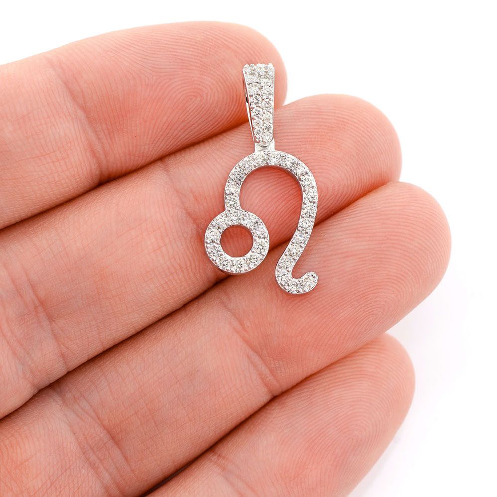 LEO ZODIAC DIAMOND PENDANT 14K SOLID GOLD 0.75CTW
