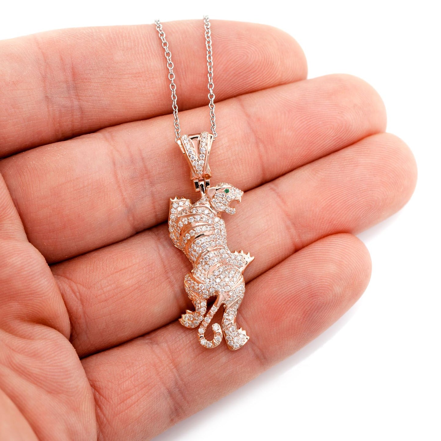 STRIPED TIGER DIAMOND PENDANT 14K SOLID GOLD 1.00CTW