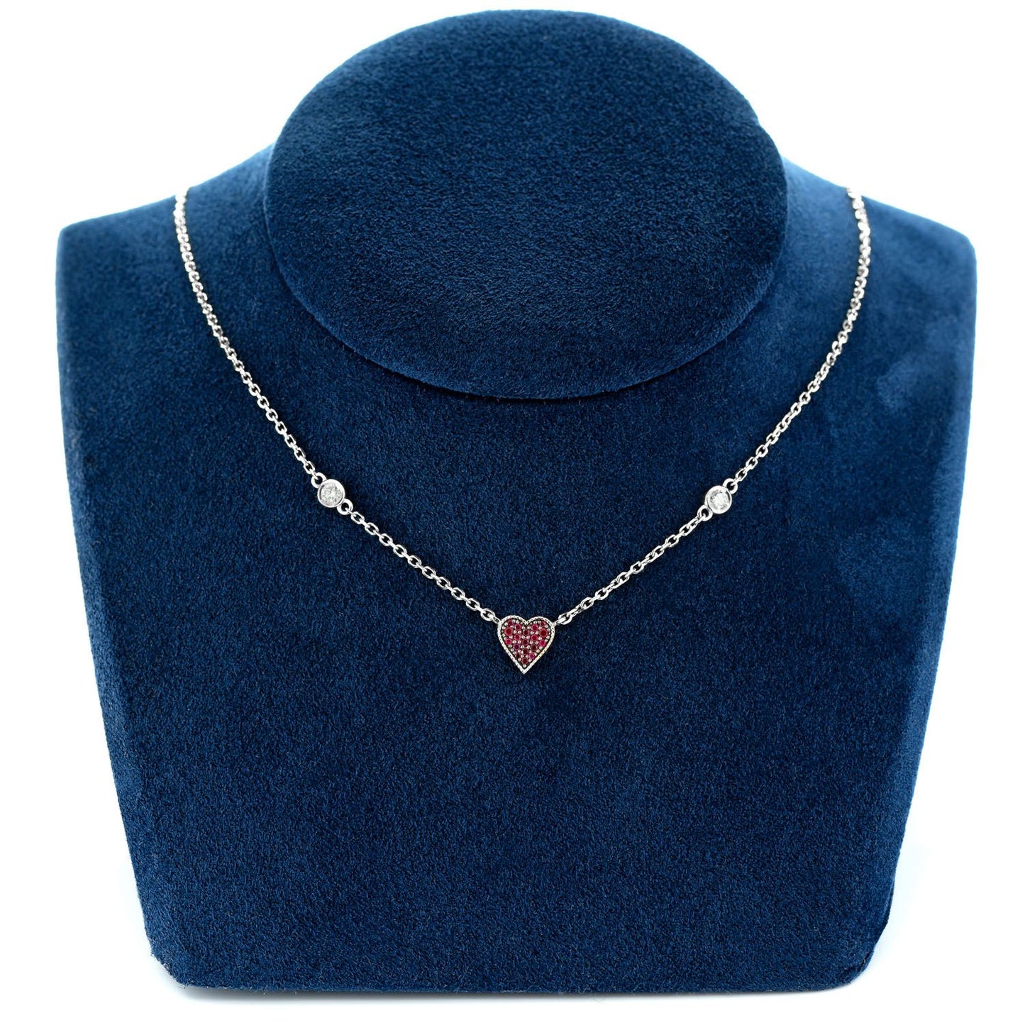 HEART PLAYING CARD SYMBOL PENDANT ATTACHED DIAMOND NECKLACE 14K SOLID GOLD 0.30CTW
