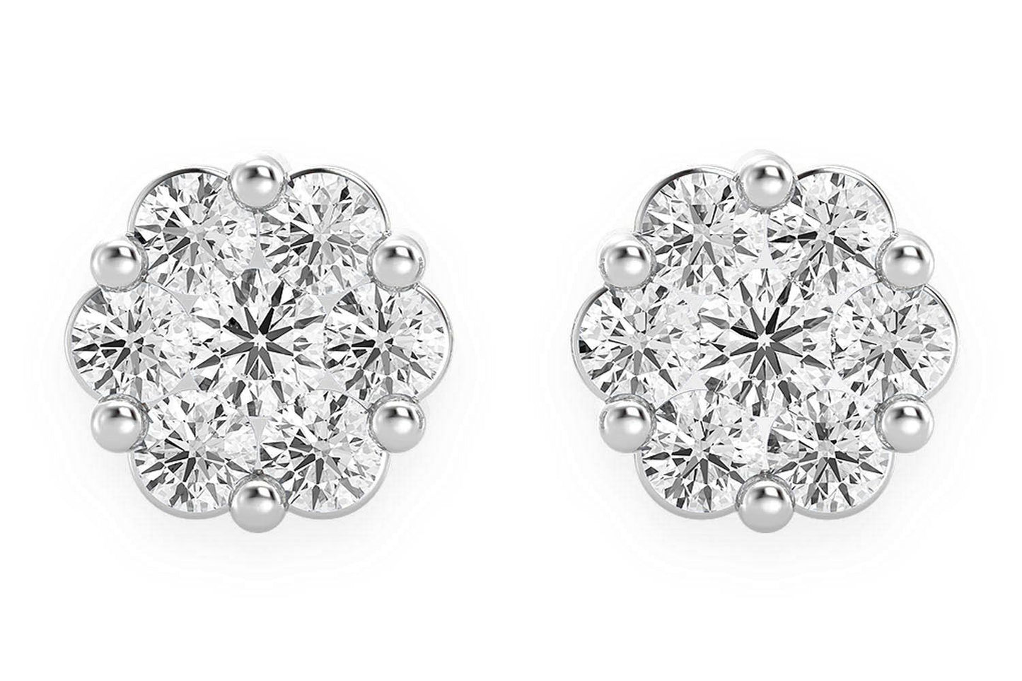 0.25CTW FLOWER STUD DIAMOND EARRINGS 14K SOLID GOLD