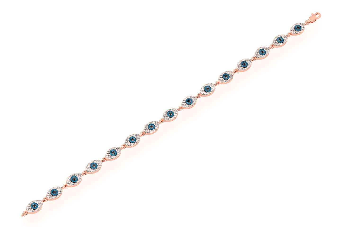 EVIL EYE ETERNITY DIAMOND BRACELET 14K SOLID GOLD 2.45CTW