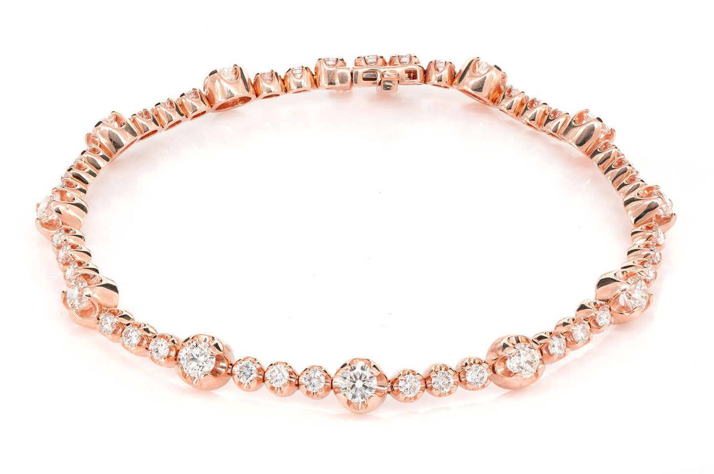 ELEVEN STATION CROWN SET DIAMOND TENNIS BRACELET 14K SOLID GOLD 3.70CTW